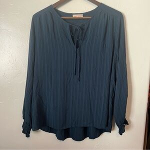Knox Rose Deep Blue long sleeve  Blouse Size L